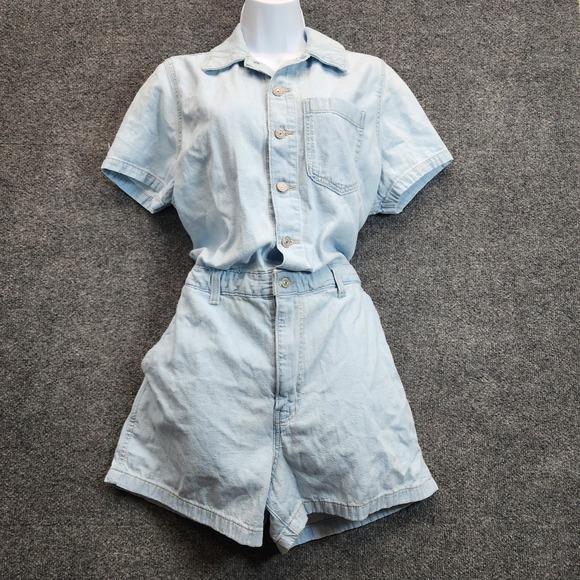 Levi's Pants - Levi's Women's Utility Denim Button Front Short Sleeve Romper Playsuit L Cotton
